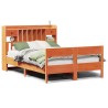 Lit bibliothèque sans matelas cire marron 120x200 cm pin massif 