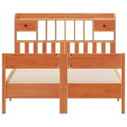 Lit bibliothèque sans matelas cire marron 120x200 cm pin massif 