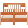 Lit bibliothèque sans matelas cire marron 120x200 cm pin massif 