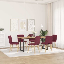 Chaises à manger lot de 6 rouge bordeaux tissu 