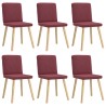 Chaises à manger lot de 6 rouge bordeaux tissu 