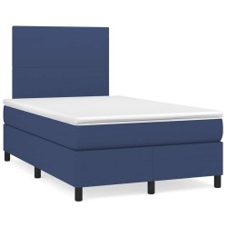 Sommier à lattes de lit matelas et LED bleu 120x190 cm tissu 