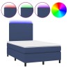 Sommier à lattes de lit matelas et LED bleu 120x190 cm tissu 