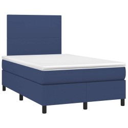 Sommier à lattes de lit matelas et LED bleu 120x190 cm tissu 