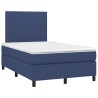 Sommier à lattes de lit matelas et LED bleu 120x190 cm tissu 