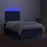Sommier à lattes de lit matelas et LED bleu 120x190 cm tissu 