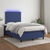 Sommier à lattes de lit matelas et LED bleu 120x190 cm tissu 