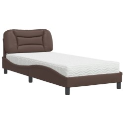 Lit avec matelas marron 80x200 cm similicuir 
