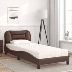 Lit avec matelas marron 80x200 cm similicuir 