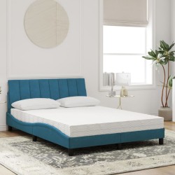 Lit avec matelas bleu 140x190 cm velours 