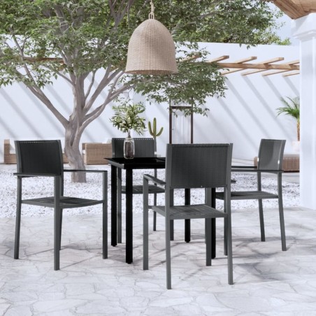 Ensemble à manger de jardin 5 pcs Noir 