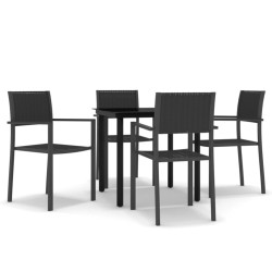 Ensemble à manger de jardin 5 pcs Noir 