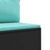 Salon de jardin 4 pcs avec coussins noir résine tressée 