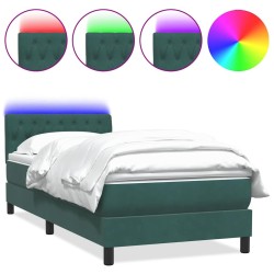 Sommier à lattes de lit et matelas vert foncé 90x210 cm velours 