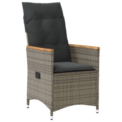Ensemble de bistro 3 pcs avec coussins gris résine tressée 