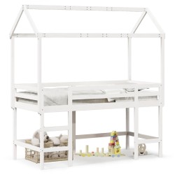 Lit superposé avec échelle et toit sans matelas blanc 90x200 cm 