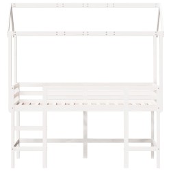 Lit superposé avec échelle et toit sans matelas blanc 90x200 cm 