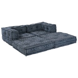 Pouf convertible modulable 2 places en tissu indigo vidaXL 