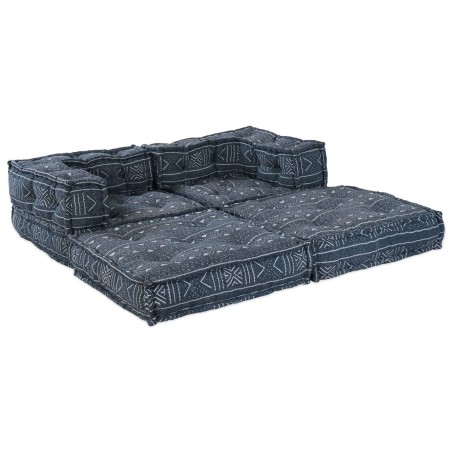 Pouf convertible modulable 2 places en tissu indigo vidaXL 