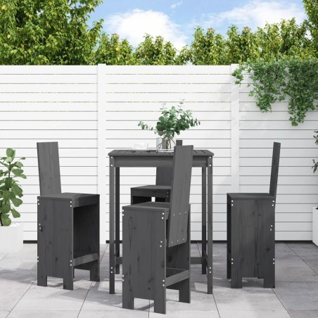 Ensemble de bar de jardin 5 pcs gris bois de pin massif 