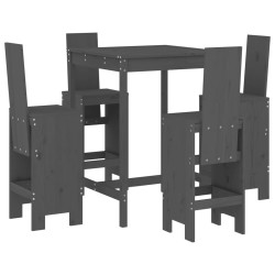 Ensemble de bar de jardin 5 pcs gris bois de pin massif 
