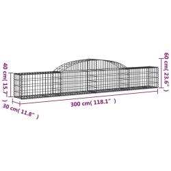 Paniers à gabions arqués 6 pcs 300x30x40/60 cm fer galvanisé 