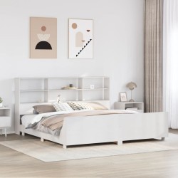 Cadre de lit sans matelas blanc 180x200 cm bois massif de pin 