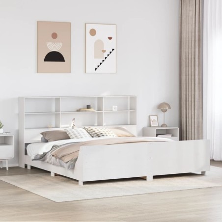Cadre de lit sans matelas blanc 180x200 cm bois massif de pin 