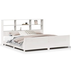 Cadre de lit sans matelas blanc 180x200 cm bois massif de pin 