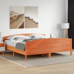 Cadre de lit sans matelas cire marron 200x200cm bois pin massif 