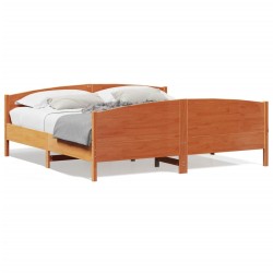 Cadre de lit sans matelas cire marron 200x200cm bois pin massif 