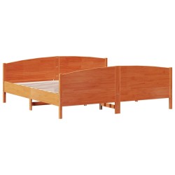 Cadre de lit sans matelas cire marron 200x200cm bois pin massif 
