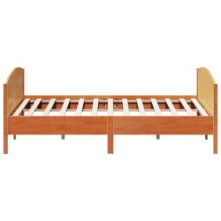 Cadre de lit sans matelas cire marron 200x200cm bois pin massif 