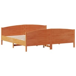 Cadre de lit sans matelas cire marron 200x200cm bois pin massif 