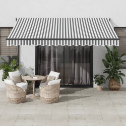 Auvent rétractable anthracite et blanc 4x3 m tissu et aluminium 