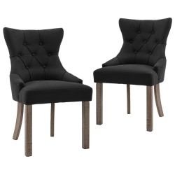 Chaises à manger lot de 2 noir tissu 