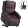 Fauteuil inclinable de massage marron foncé cuir véritable 