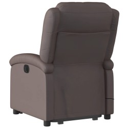 Fauteuil inclinable de massage marron foncé cuir véritable 