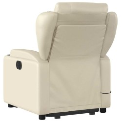 Fauteuil inclinable de massage électrique crème similicuir 