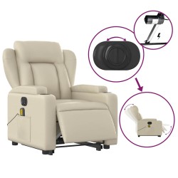Fauteuil inclinable de massage électrique crème similicuir 