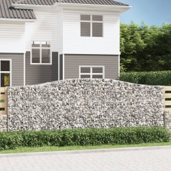 Paniers à gabions arqués 2 pcs 400x50x140/160 cm Fer galvanisé 