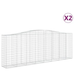 Paniers à gabions arqués 2 pcs 400x50x140/160 cm Fer galvanisé 