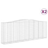 Paniers à gabions arqués 2 pcs 400x50x140/160 cm Fer galvanisé 