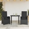 Ensemble à manger de jardin avec coussins 3 pcs Noir 