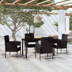 Ensemble à manger de jardin 5 pcs Noir 
