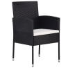 Ensemble à manger de jardin 5 pcs Noir 