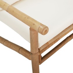 Salon de jardin 3 pcs avec coussins blanc crème bambou 