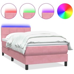 Sommier à lattes de lit avec matelas rose 90x210 cm velours 