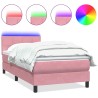 Sommier à lattes de lit avec matelas rose 90x210 cm velours 