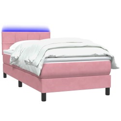 Sommier à lattes de lit avec matelas rose 90x210 cm velours 
